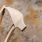 Elara Ankle-Strap Leather Sandal Heels