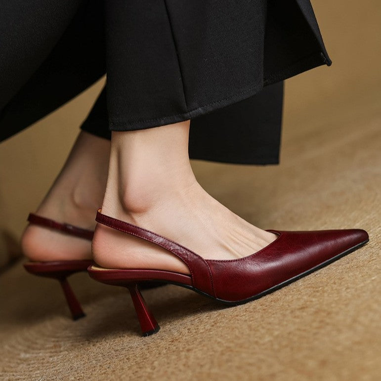 Aurel Slingback Leather Heels