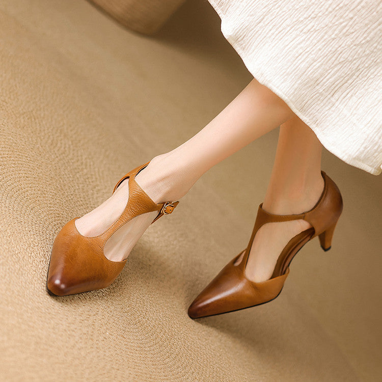Rosie T-Bar Leather Heels