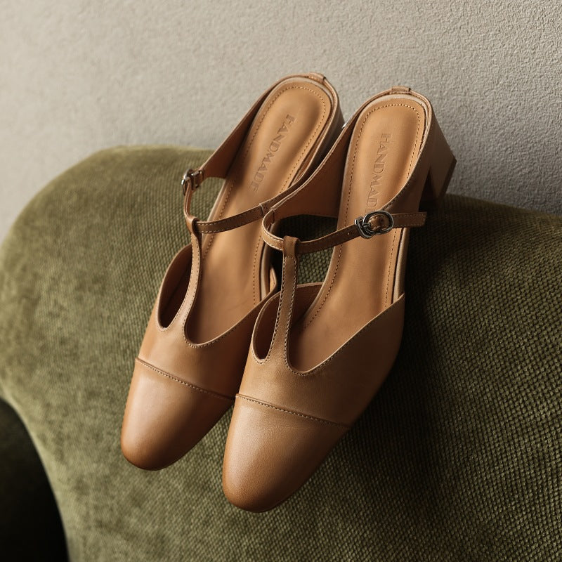 Rovell T-Bar Leather Mules