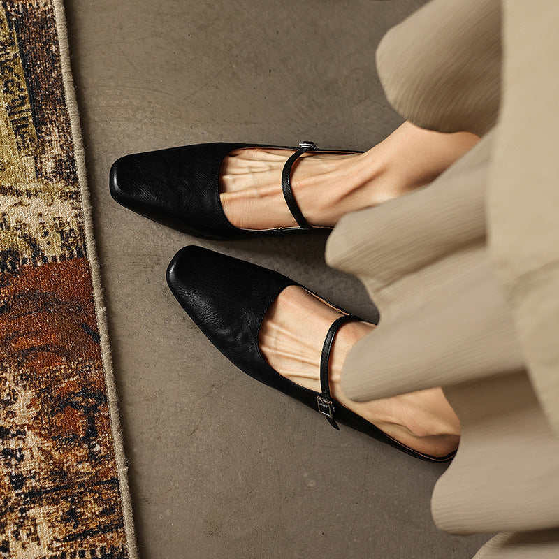 Sera Square-Toe Leather Mules
