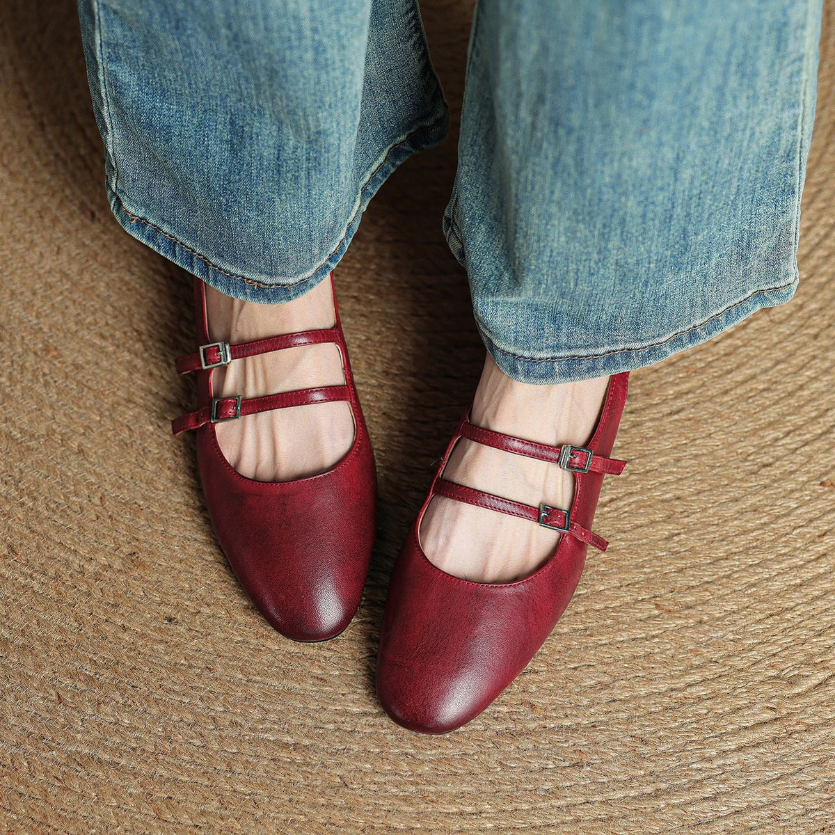 Norvie Leather Slingback Mary Jane Flats