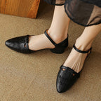 Elara Woven Leather Mary-Janes
