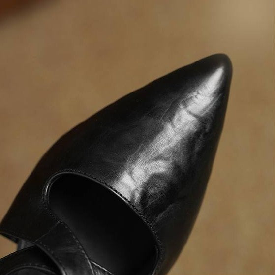 Elira Cross-Strap Leather Mules
