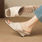 Caia Square-Toe Leather Mules