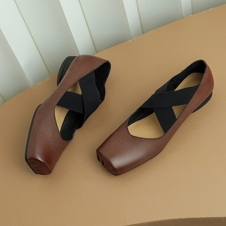 Calira Square Toe Leather Ballets