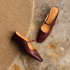 Sera Square-Toe Leather Mules