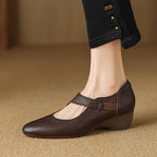 Caresa Leather Mary-Jane Heels