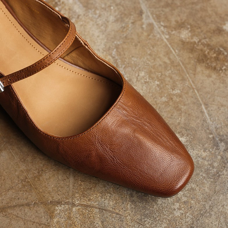 Sera Square-Toe Leather Mules