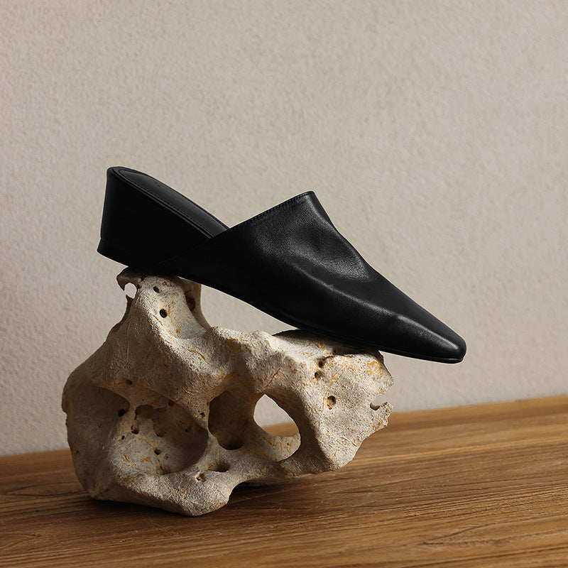Elise Square-Toe Leather Mules