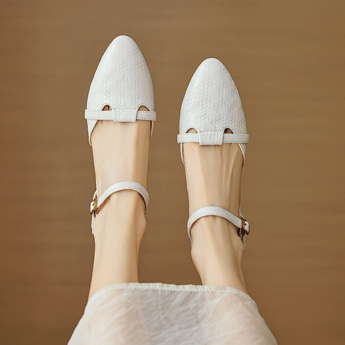 Elara Woven Leather Mary-Janes