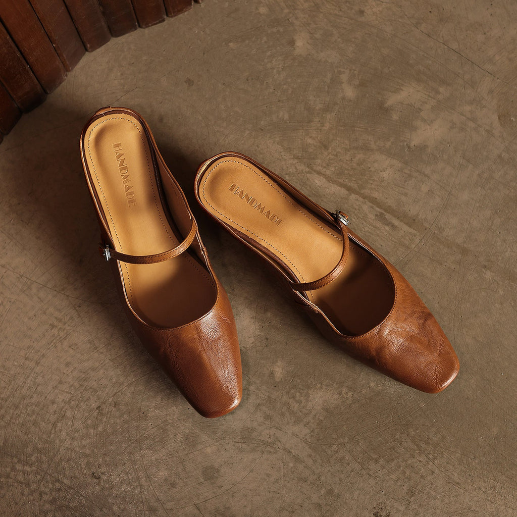 Sera Square-Toe Leather Mules
