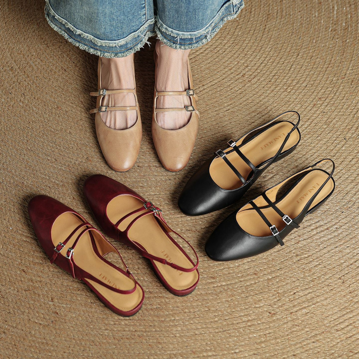 Norvie Leather Slingback Mary Jane Flats