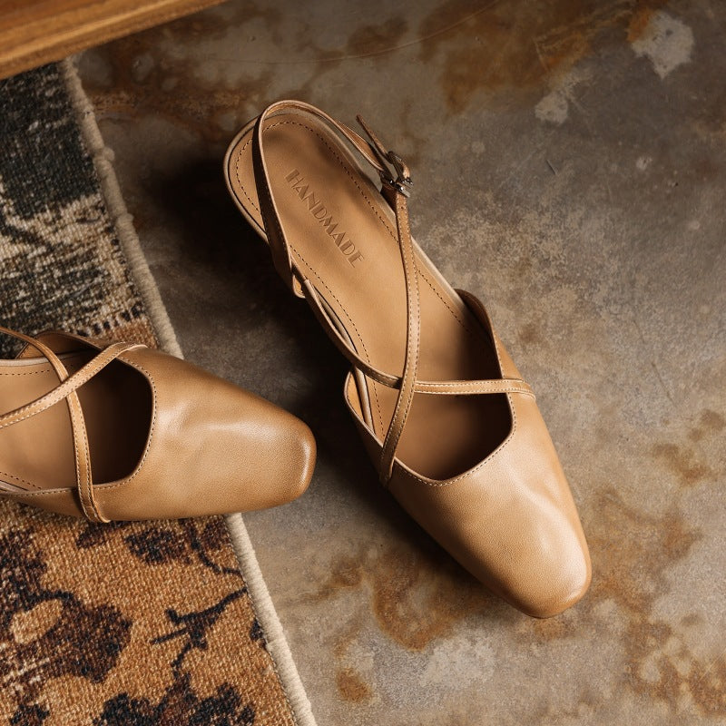 Rianne Cross-Strap Leather Slingback Heels
