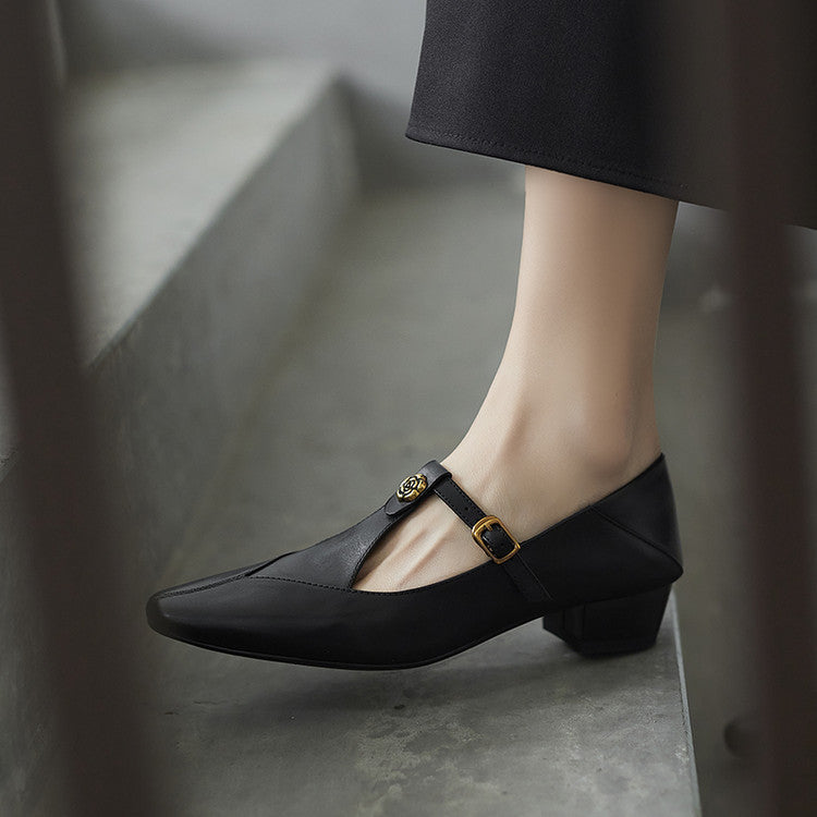 Camélia T-Bar Leather Pumps