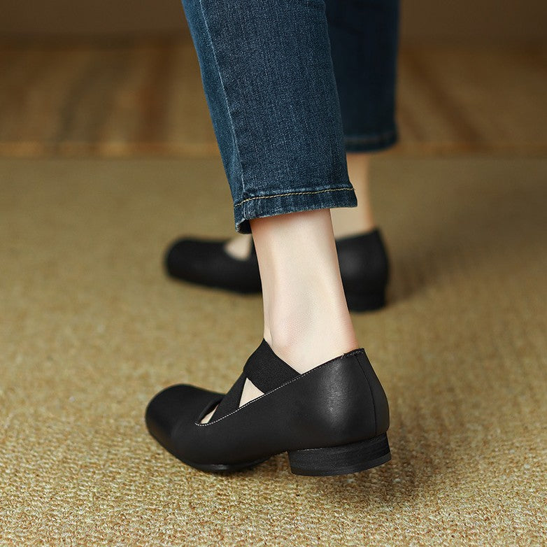 Calira Square Toe Leather Ballets