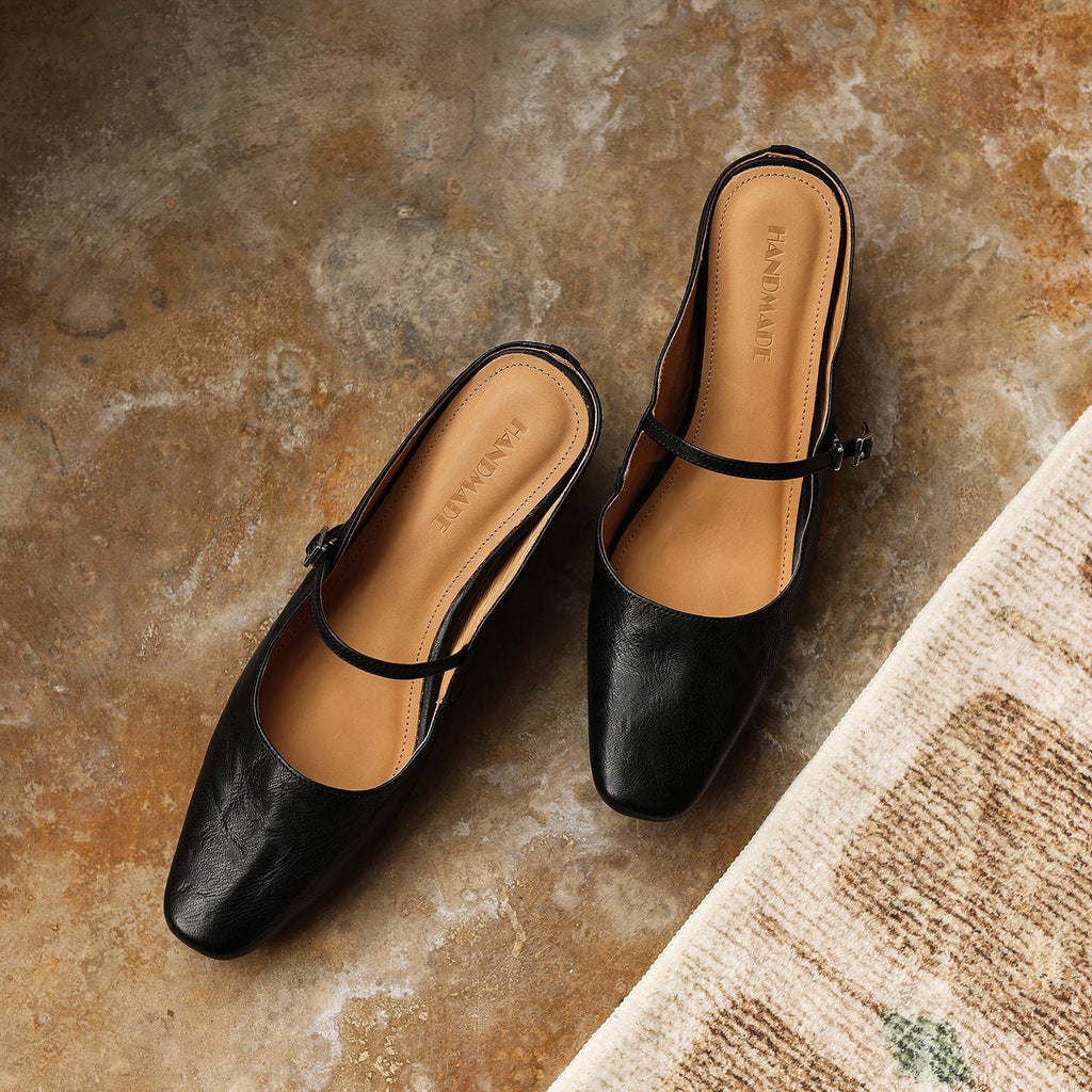 Sera Square-Toe Leather Mules