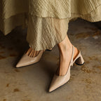 Cielle Leather Slingback Heels