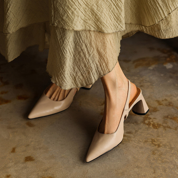 Cielle Leather Slingback Heels