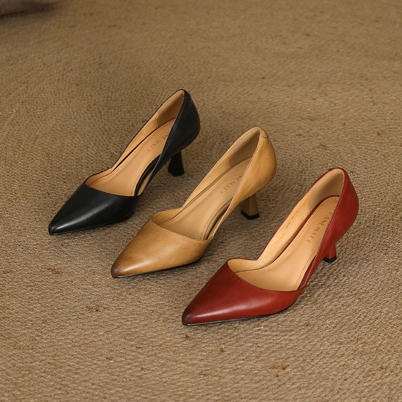 Loréne Curve Leather Heels