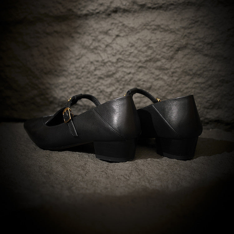 Camélia T-Bar Leather Pumps