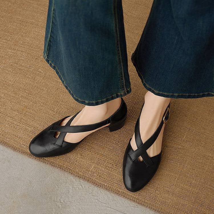 Maelis Crossstrap Leather Heels