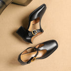 Marcele T-Strap Leather Pumps