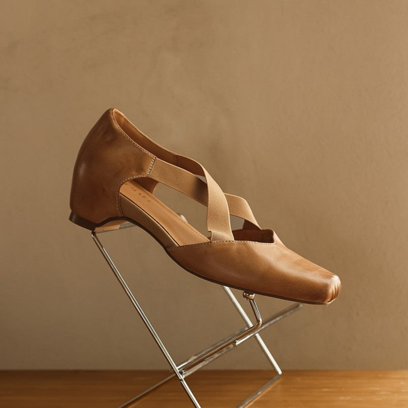 Eloria Leather Cross-Strap Heels