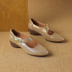 Caresa Leather Mary-Jane Heels