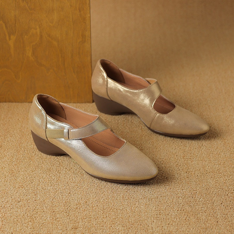 Caresa Leather Mary-Jane Heels