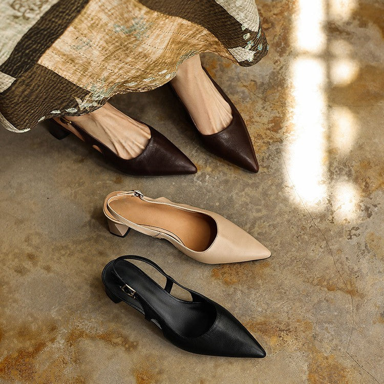 Cielle Leather Slingback Heels