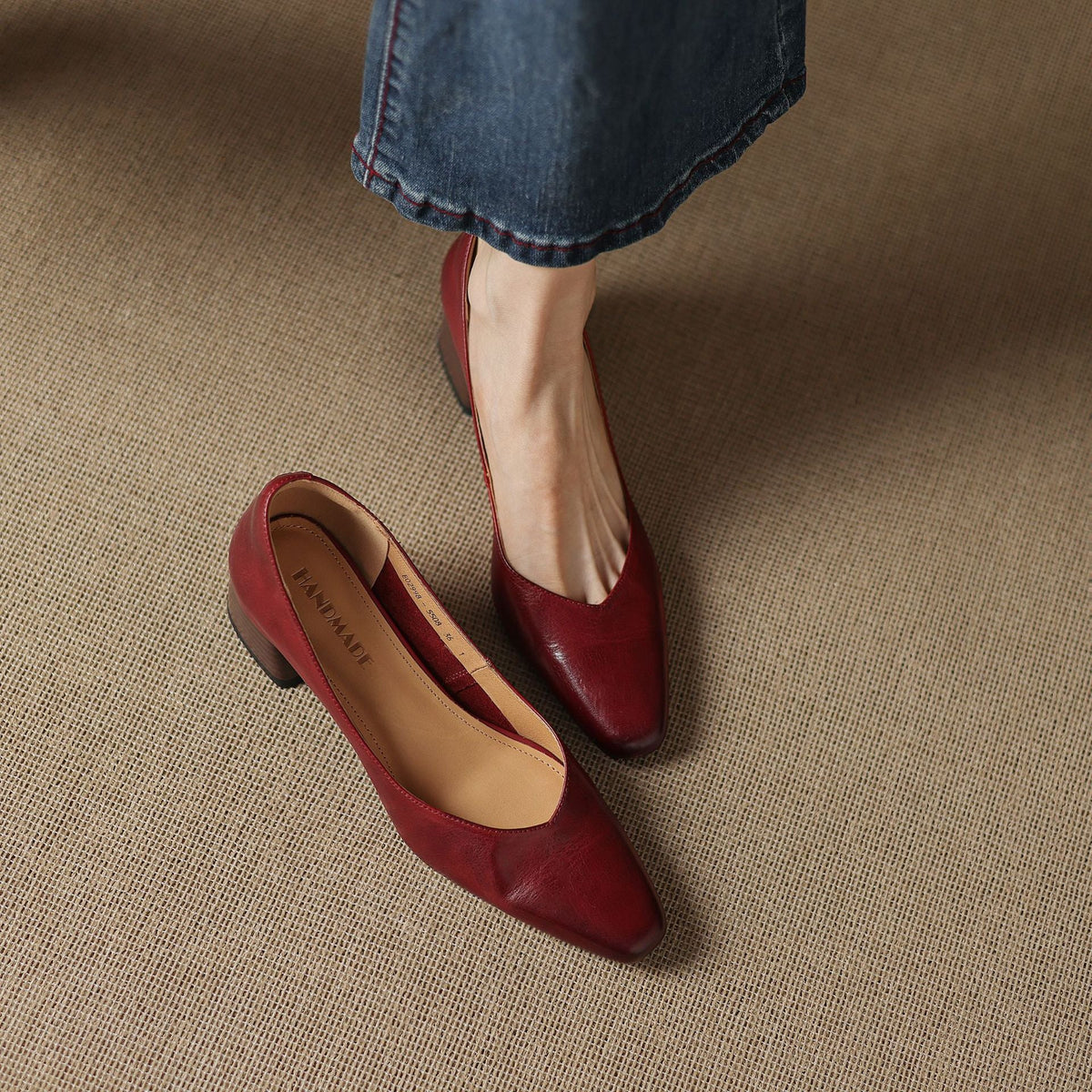 Caldré Leather Square Pumps