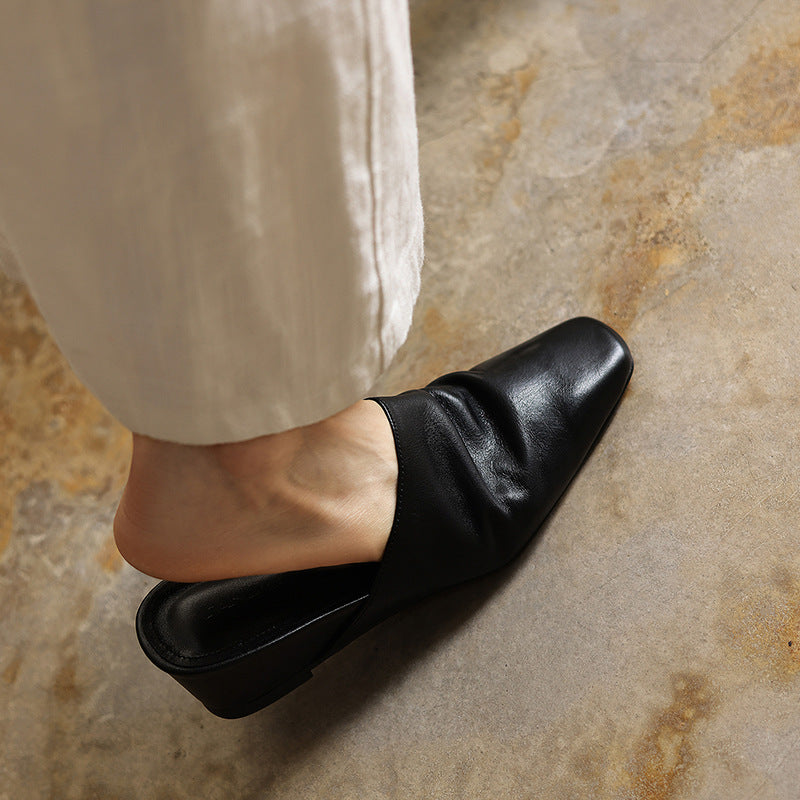 Elise Square-Toe Leather Mules