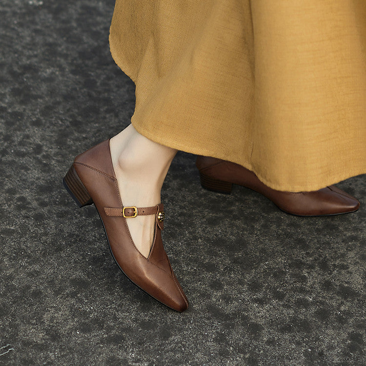 Camélia T-Bar Leather Pumps