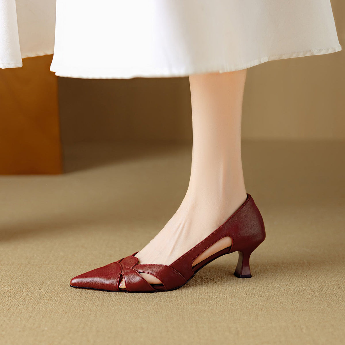 Aveline Cutout Leather Pumps