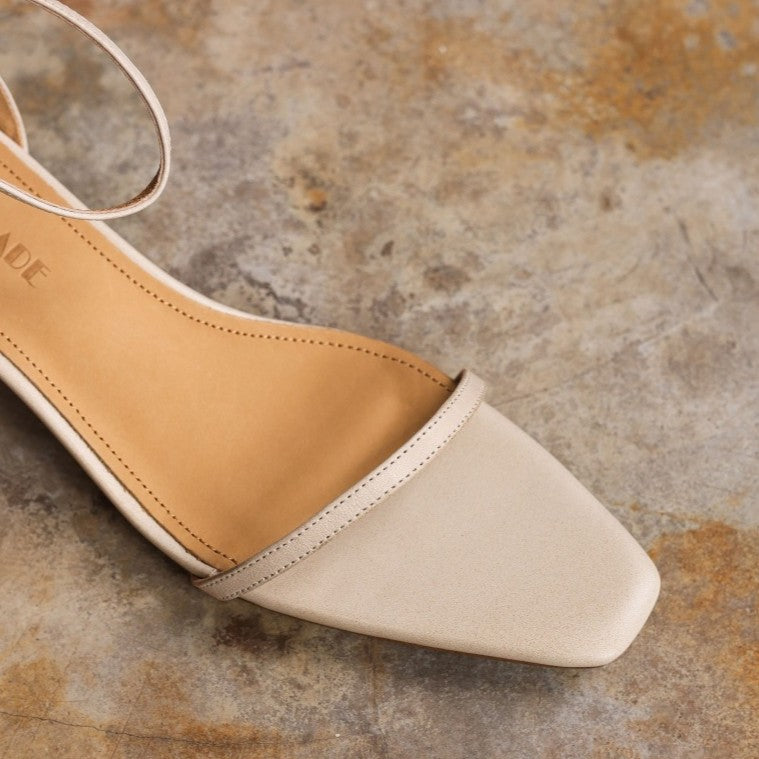 Elara Ankle-Strap Leather Sandal Heels