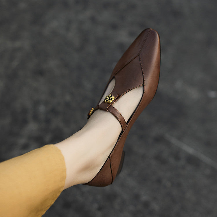 Camélia T-Bar Leather Pumps