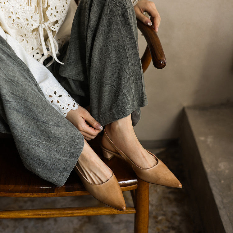 Celest Leather Slingback Heels