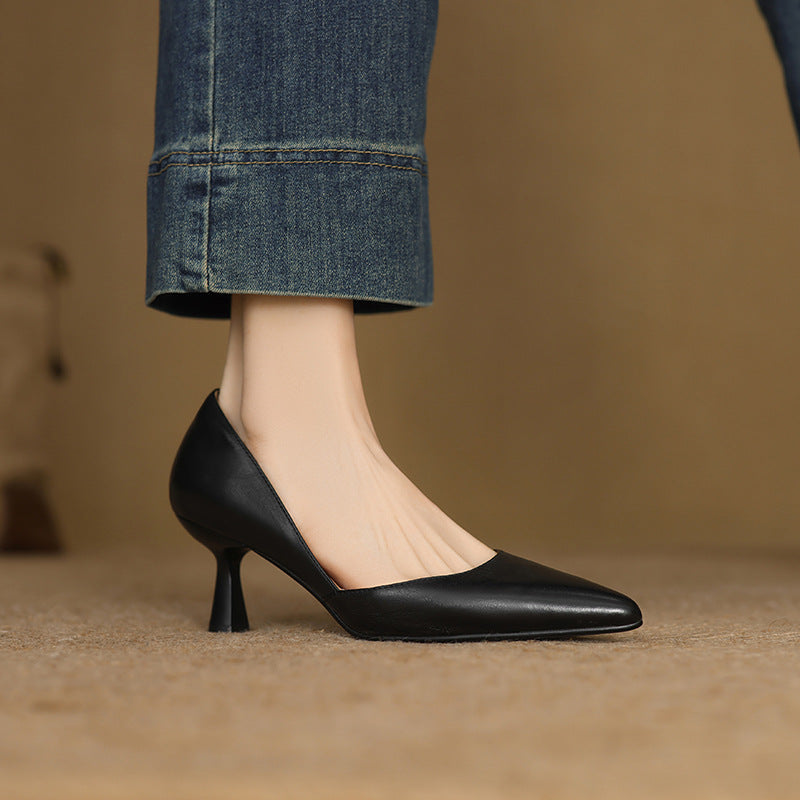 Loréne Curve Leather Heels