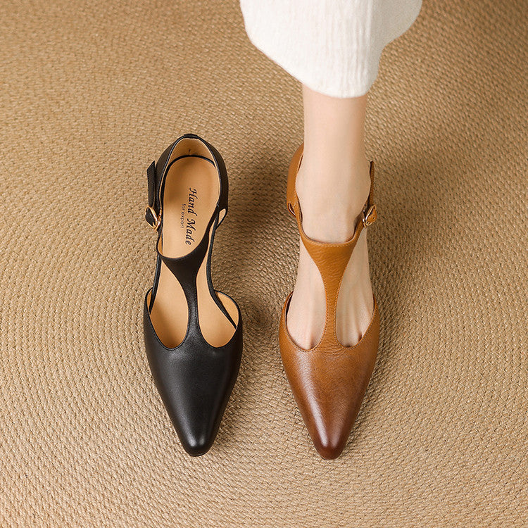 Rosie T-Bar Leather Heels