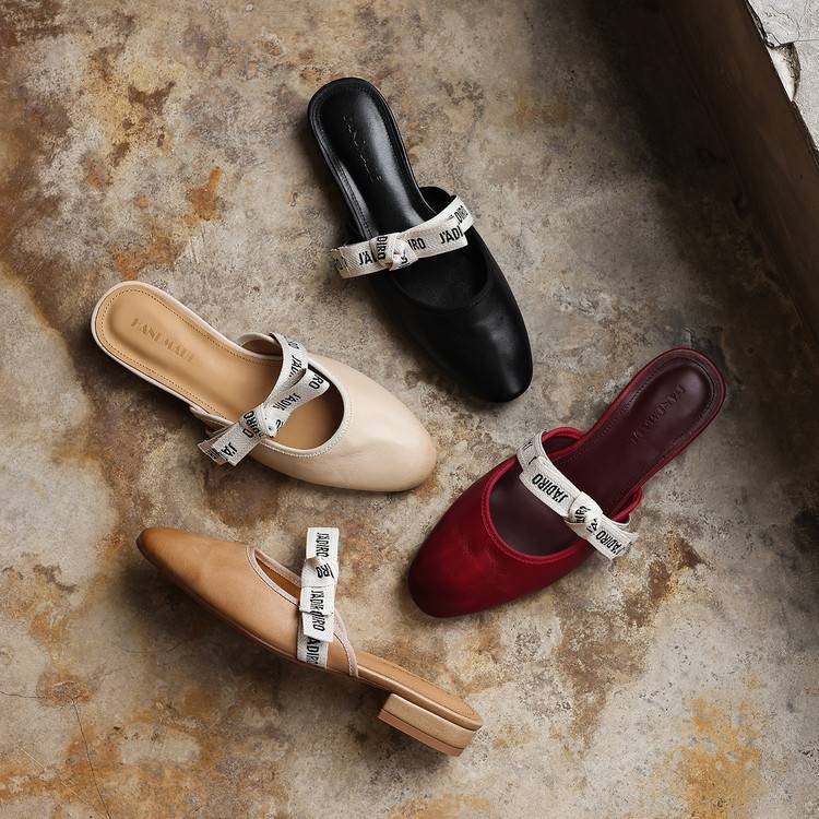 Maelle Bow Leather Mules