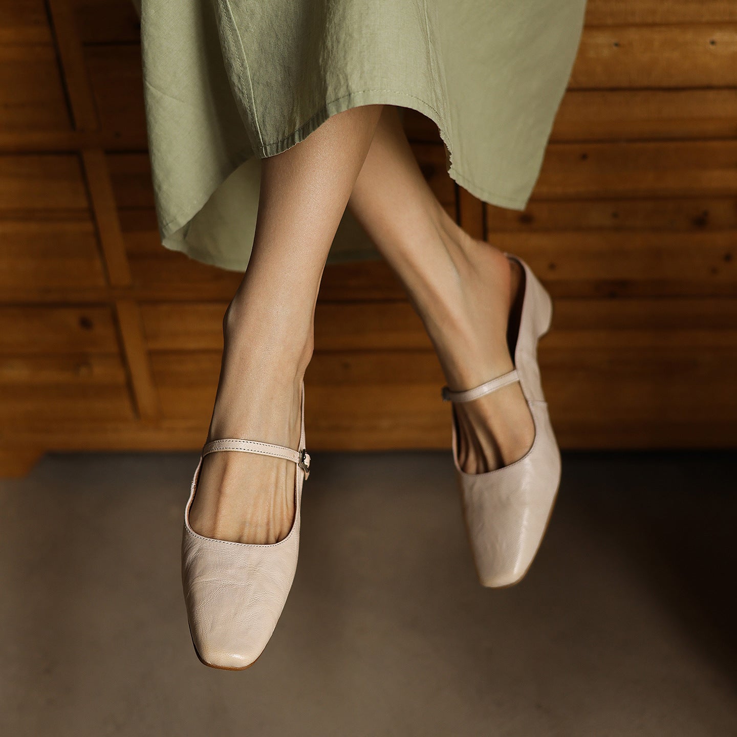 Sera Square-Toe Leather Mules