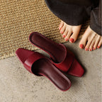 Noa Square-Toe Leather Mules