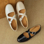 Morven Cross-Strap Leather Flats