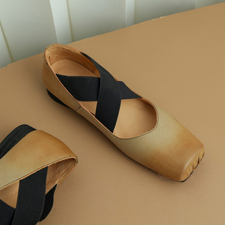 Calira Square Toe Leather Ballets