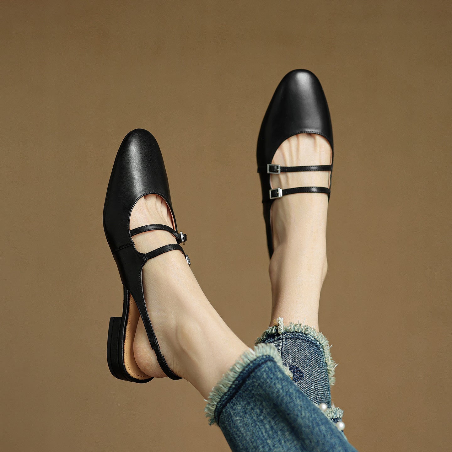 Norvie Leather Slingback Mary Jane Flats