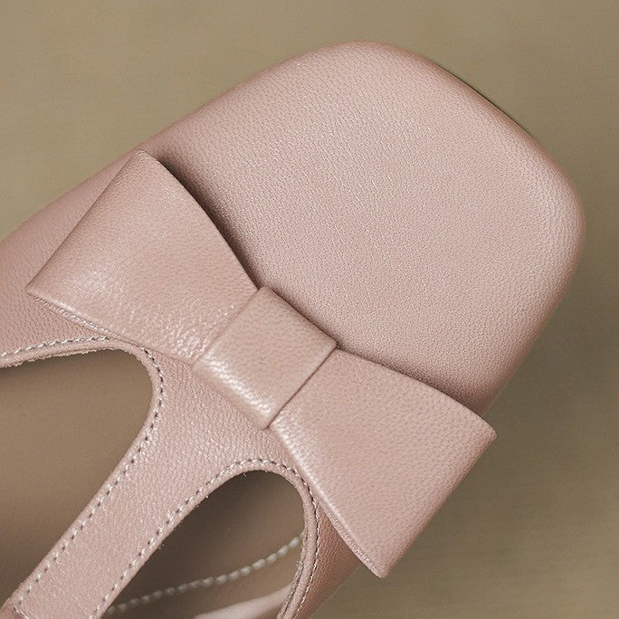 Meyra Bow Lambskin Leather Mules