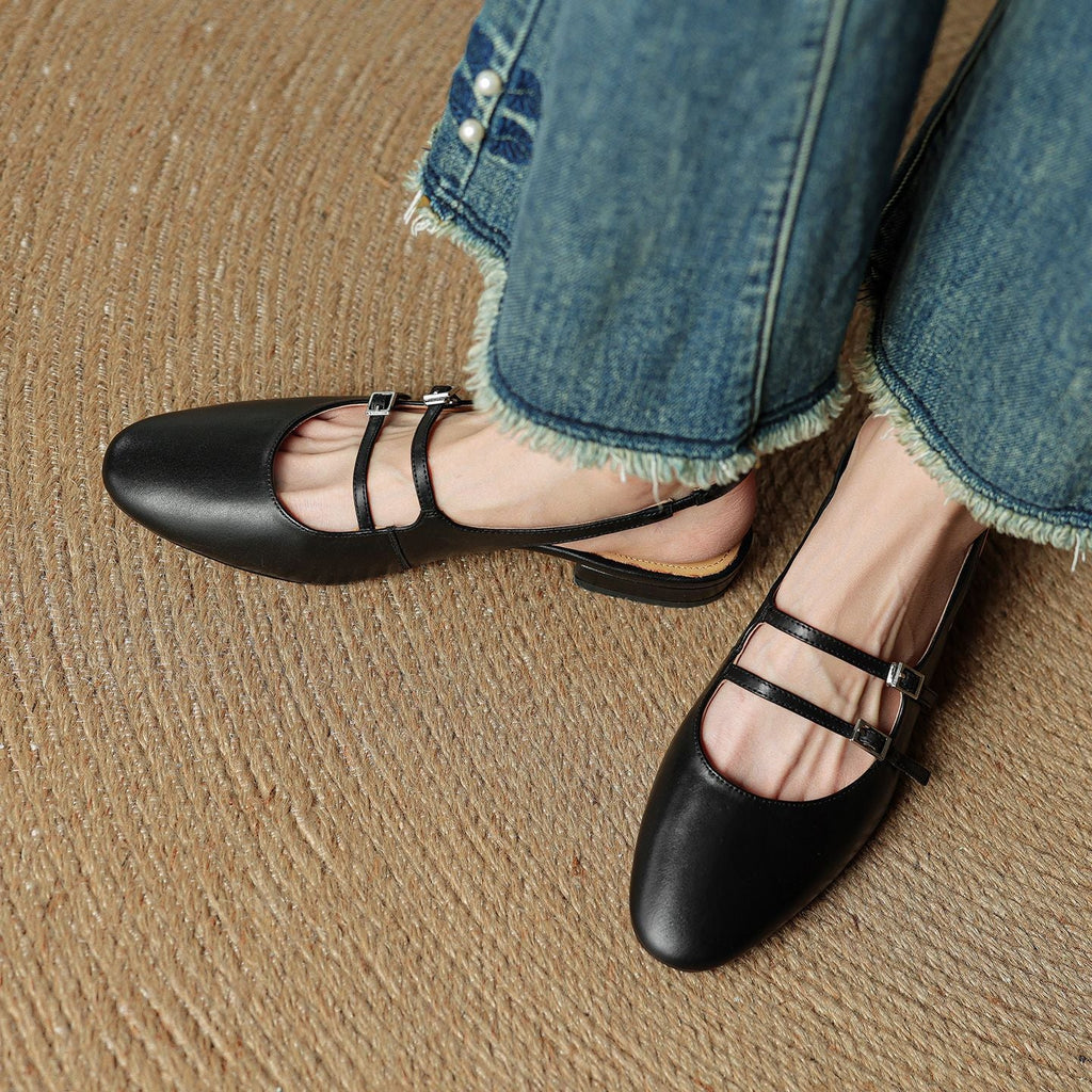 Norvie Leather Slingback Mary Jane Flats