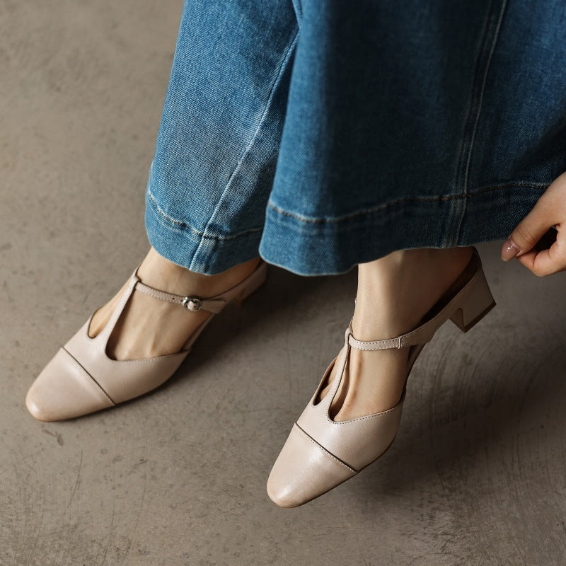 Rovell T-Bar Leather Mules