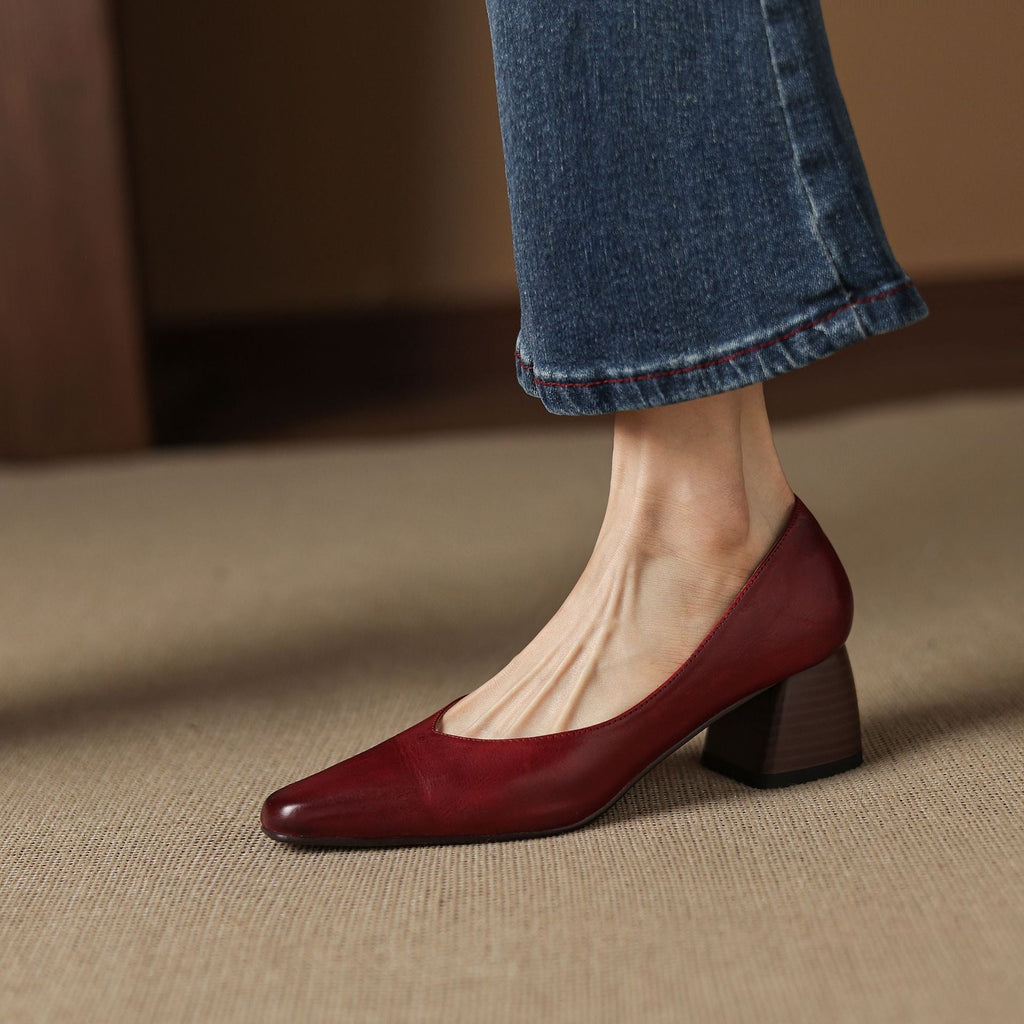 Caldré Leather Square Pumps